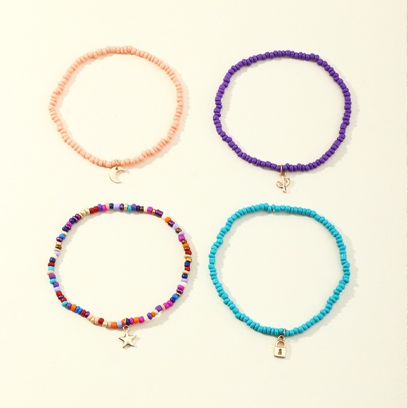 Multi color ankle bracelet set - Picture 4 of 5